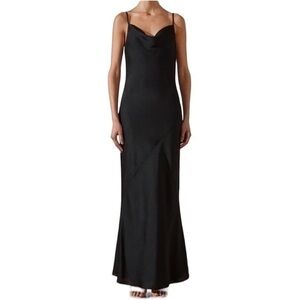 SHONA JOY Black Luxe Bias Cowl Slip Dress